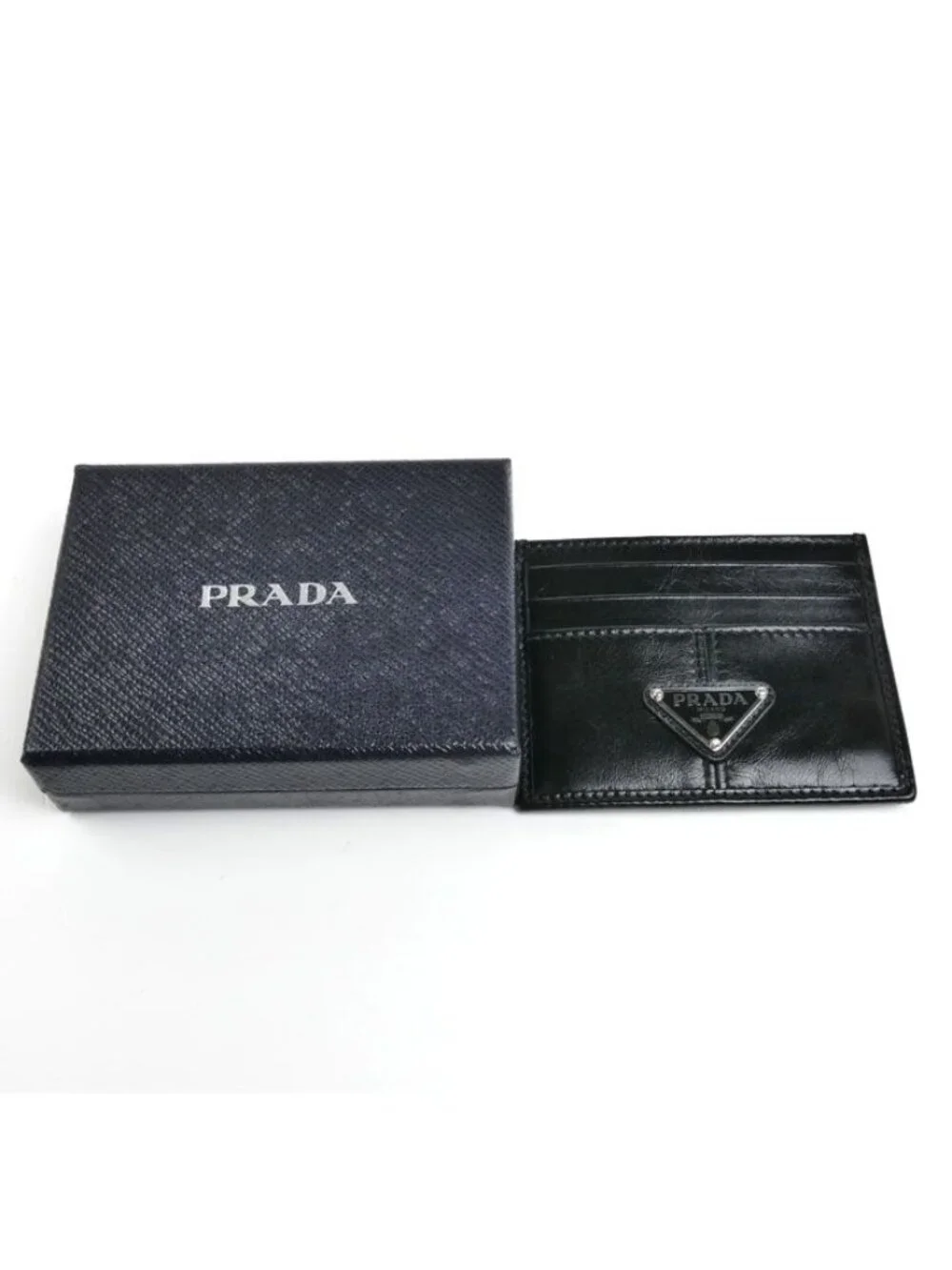 Prada Soft Looks Triangle Logo Card Case Black